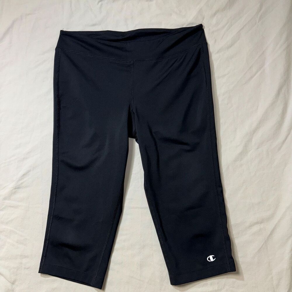 Champion Black Capri Leggings Women's L Mid Rise Activewear Pants Yoga Workout